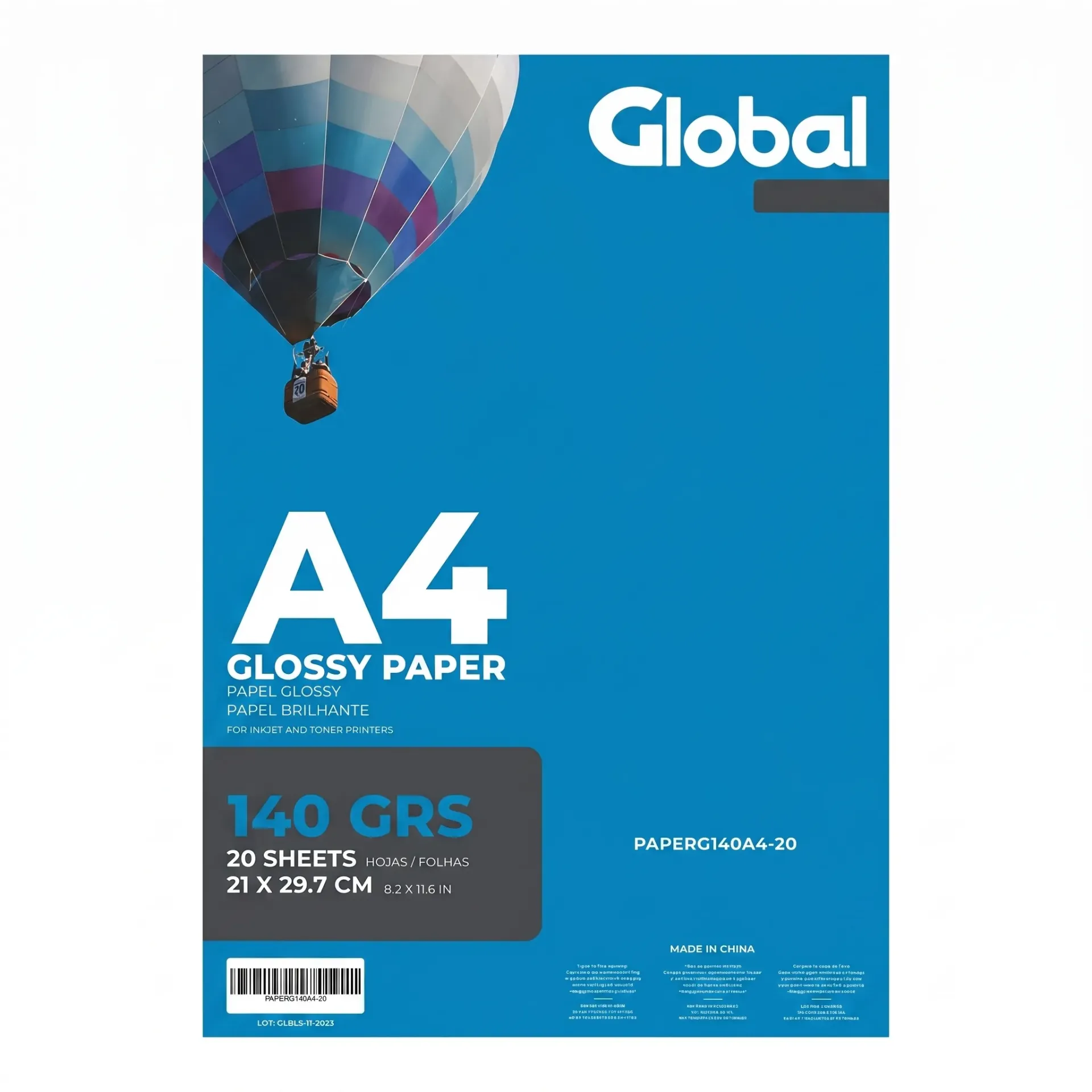 RESMA PAPEL A4 FOTOGRÁFICO GLOBAL 140 GR x 20 HOJAS