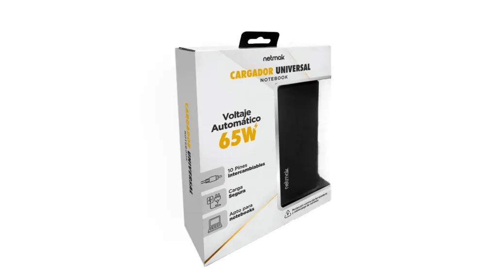 CARGADOR NOTEBOOK NETMAK NM-1284 65W AUTOMÁTICO